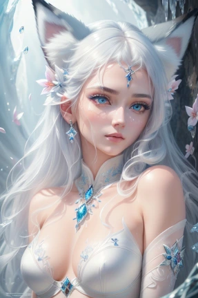 ArtSmart: a woman with white hair and blue eyes