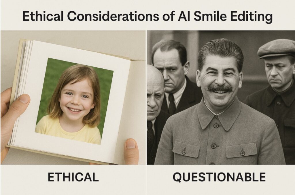 Ethical vs. questionable smile edits