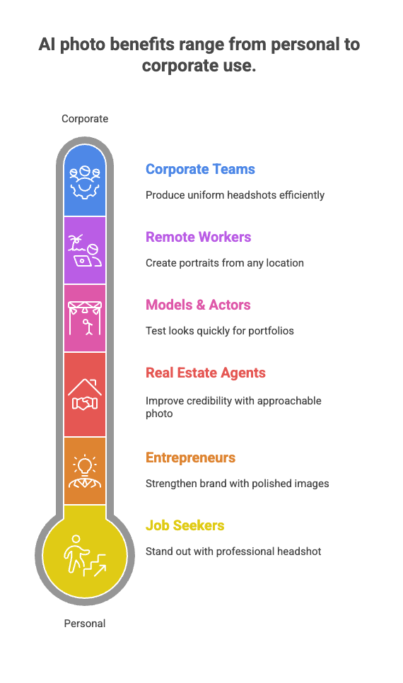 People who benefit from AI studio-quality photo tools