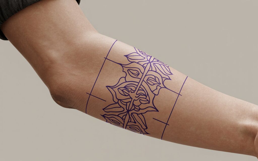 ai generated tattoo stencil preview mockup on human