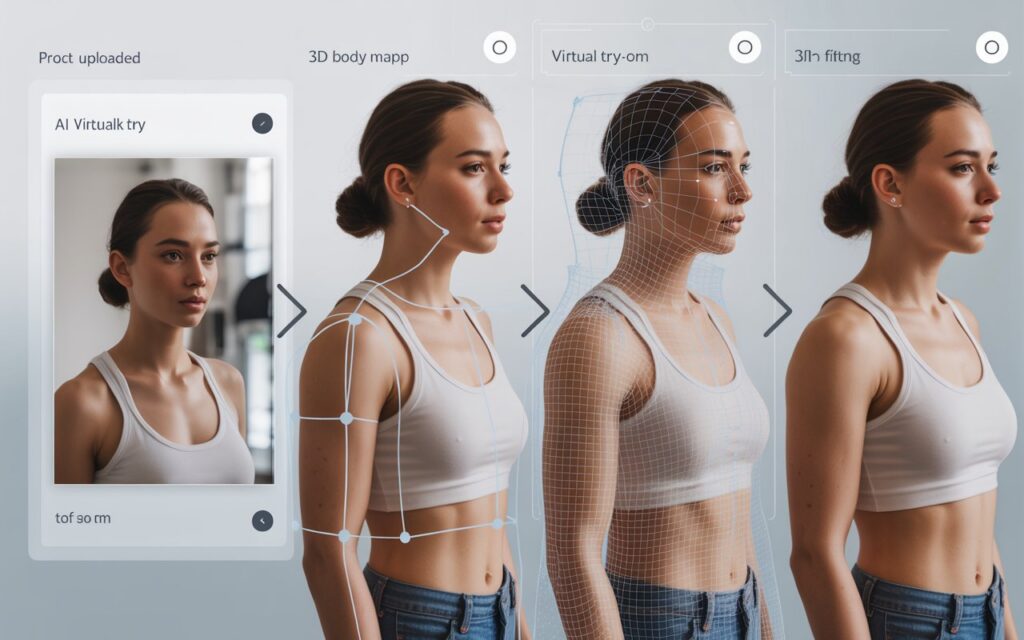 realistic step by step of ai virtual try on process