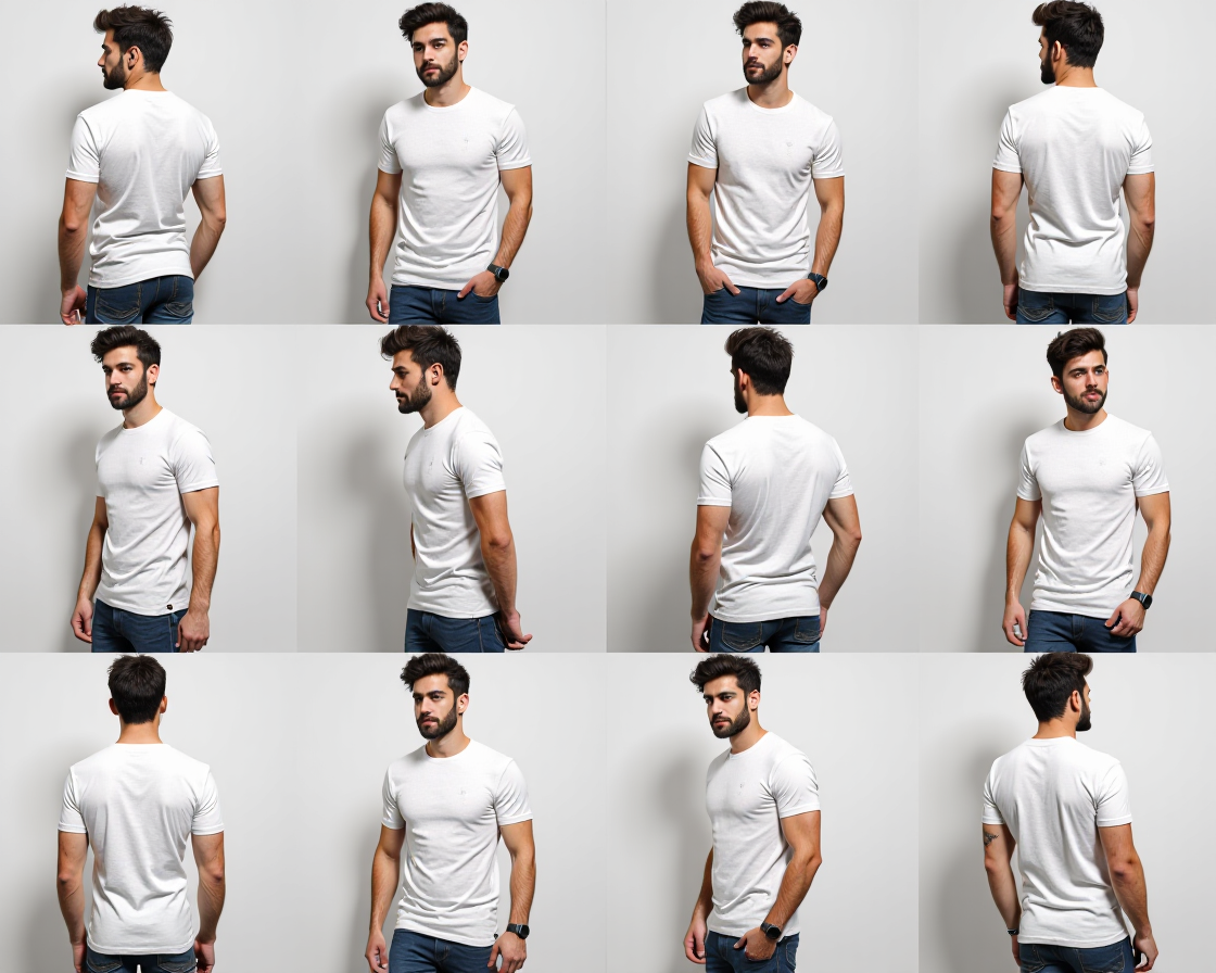 Batch generation interface showing multiple mockup variations being created simultaneously with different product colors and scenes